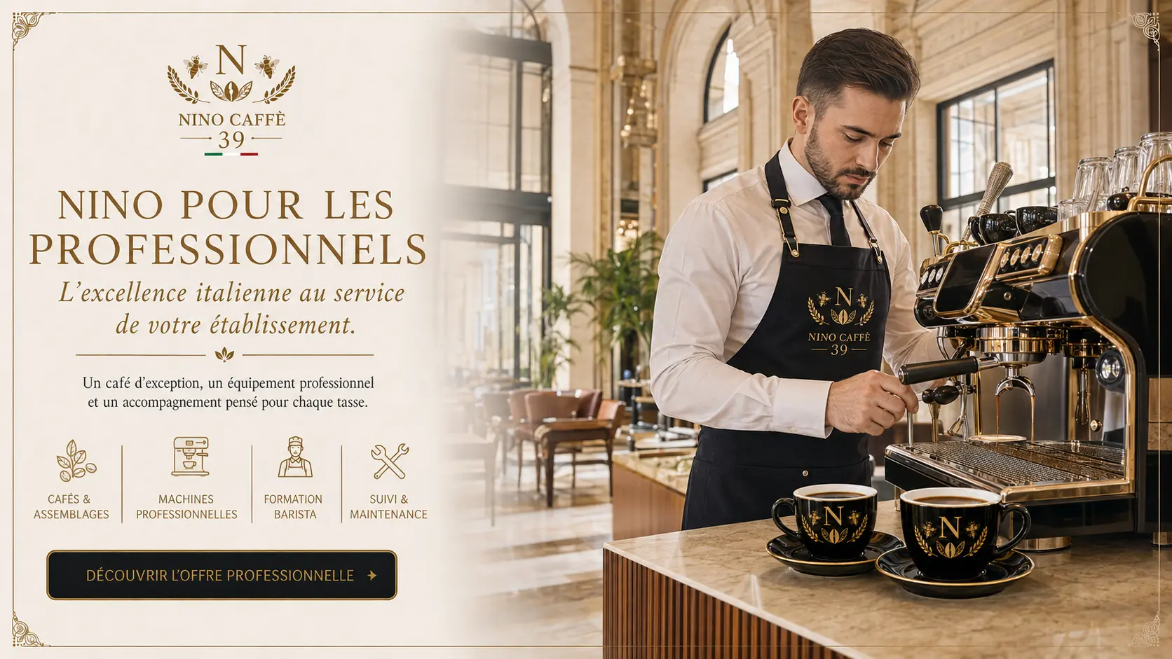 Barista préparant un espresso avec une machine professionnelle