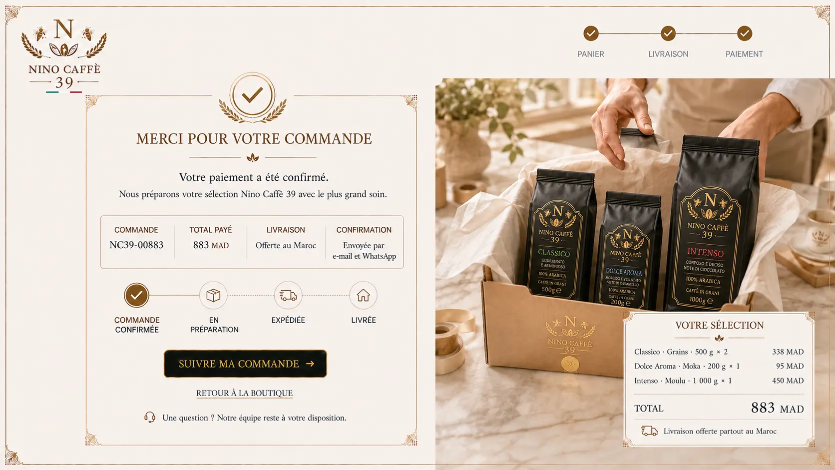 Confirmation de commande — Nino Caffè 39